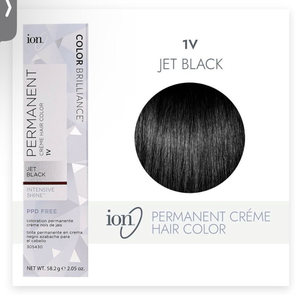 1V Jet Black Permanent Creme Hair Color new intense, shine color brilliance Ion🖤